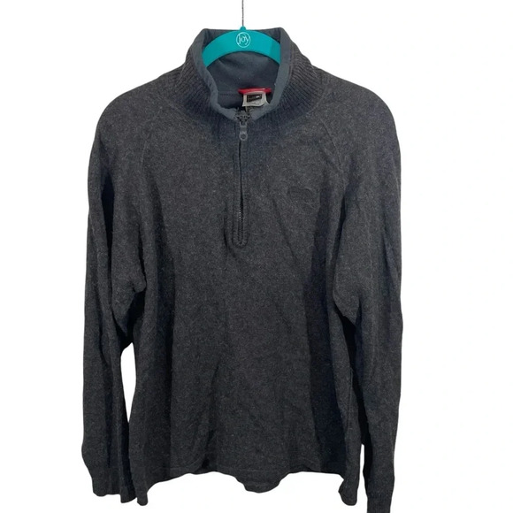 The North Face men’s wool blend pullover sweater quarter zip brown large - Picture 1 of 8
